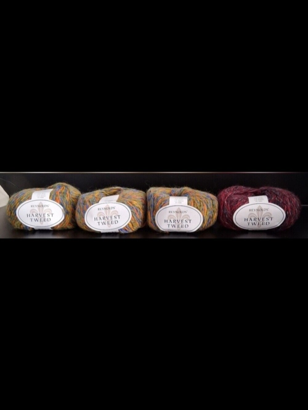 NWT Lot Of 4 Harvest Tweed Berry & Green/Orange Wool & Mohair Blend Knit Yarn